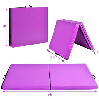 6 x 2 Feet Gymnastic Mat with Carrying Handles for Yoga, Purple - Gallery Canada