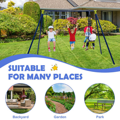 3-in-1 Outdoor Swing Set for Kids Aged 3 to 10, Blue - Gallery Canada