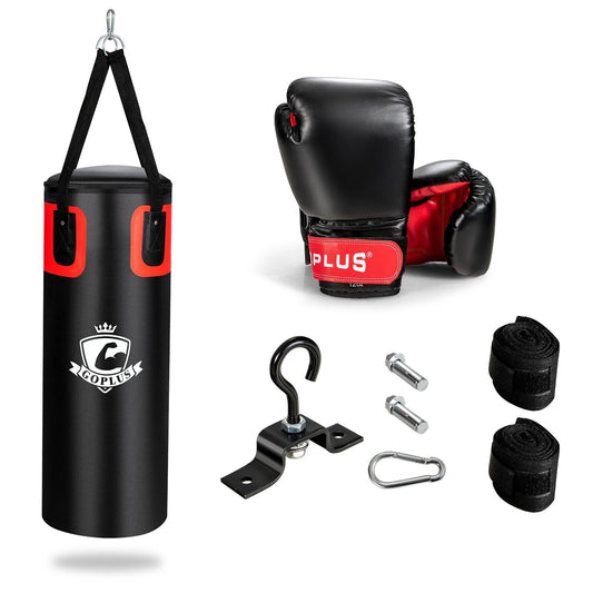 Filled Punching Bag Set for Adults- 56 lbs, Black