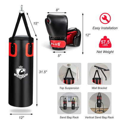 56 Lbs Filled Punching Bag Set For Adults, Black Boxing & Martial Arts at Gallery Canada