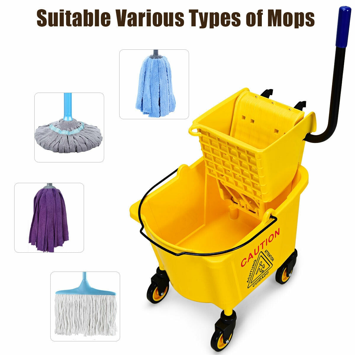 26 Quart Side Press Wringer Commercial Mop Bucket, Yellow Vacuums & Cleaners at Gallery Canada