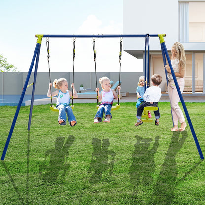440 Pounds Kids Swing Set with Two Swings and One Glider, Blue - Gallery Canada
