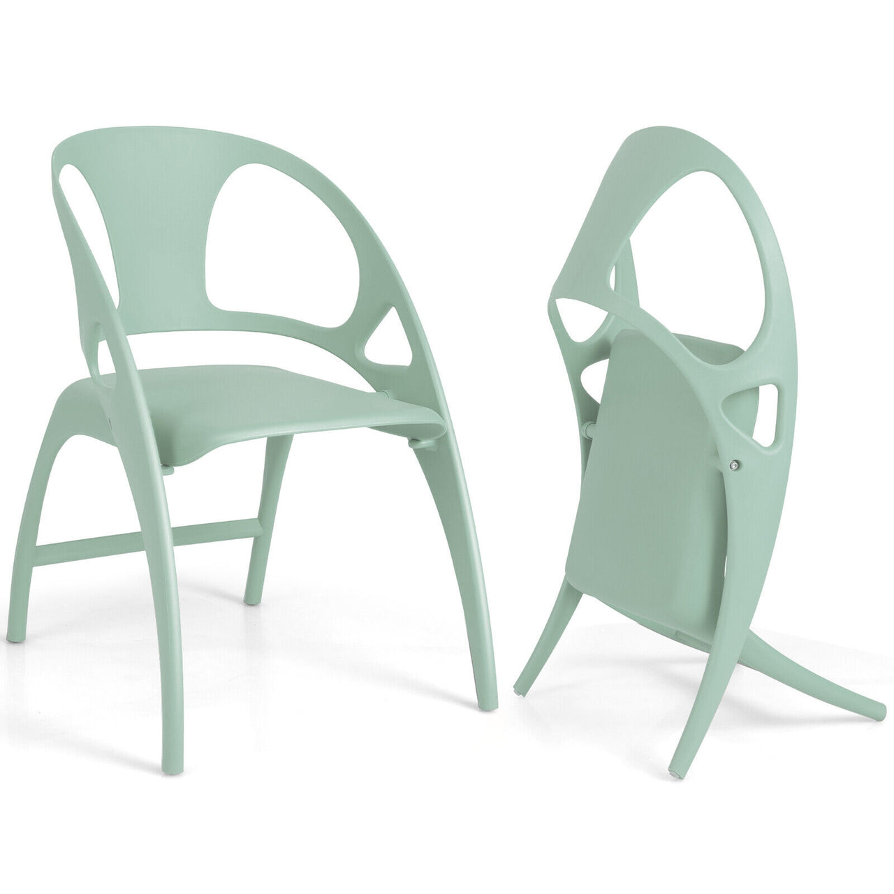 Folding Dining Chairs Set of 2 with Armrest and High Backrest - Gallery View 1 of 9