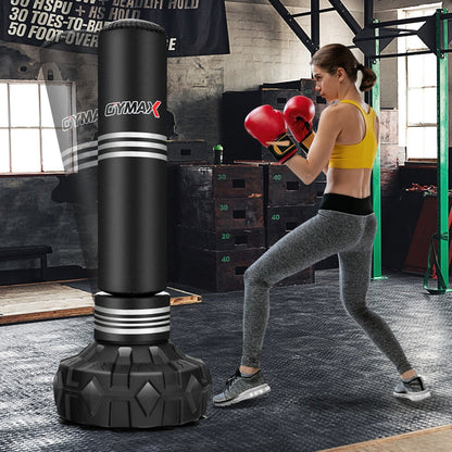 67 Inch Punching Bag with Fillable Suction Cup Base, Black