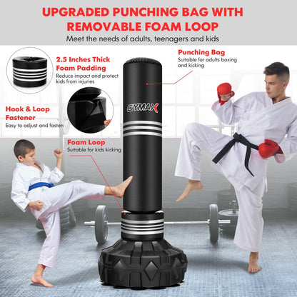 67 Inch Punching Bag with Fillable Suction Cup Base, Black
