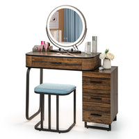 Thumbnail for Vanity Table Set with 3-Color Lighted Mirror and Charging Station - Gallery View 1 of 10