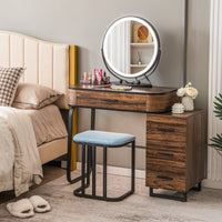 Thumbnail for Vanity Table Set with 3-Color Lighted Mirror and Charging Station - Gallery View 2 of 10