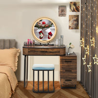Thumbnail for Vanity Table Set with 3-Color Lighted Mirror and Charging Station - Gallery View 3 of 10