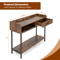 Thumbnail for Long Console Table with Drawer and Metal Frame - Gallery View 4 of 10