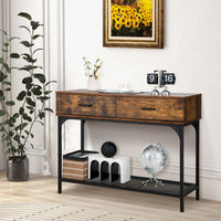 Thumbnail for 2 Drawers Console Table with Metal Frame for Living Room - Gallery View 7 of 10