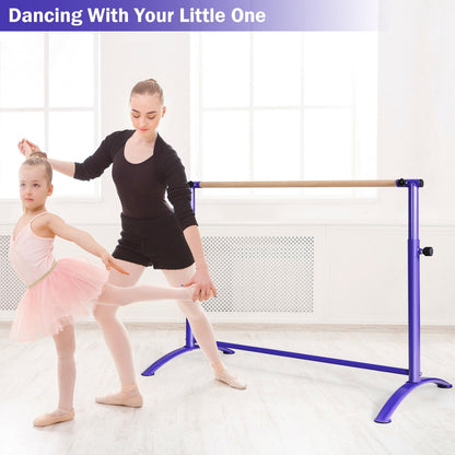 51 Inch Ballet Barre Bar with 4-Position Adjustable Height, Purple