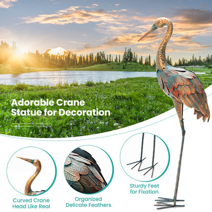 Set Of 2 Standing Metal Crane Garden Statues, Copper Outdoor Decor at Gallery Canada