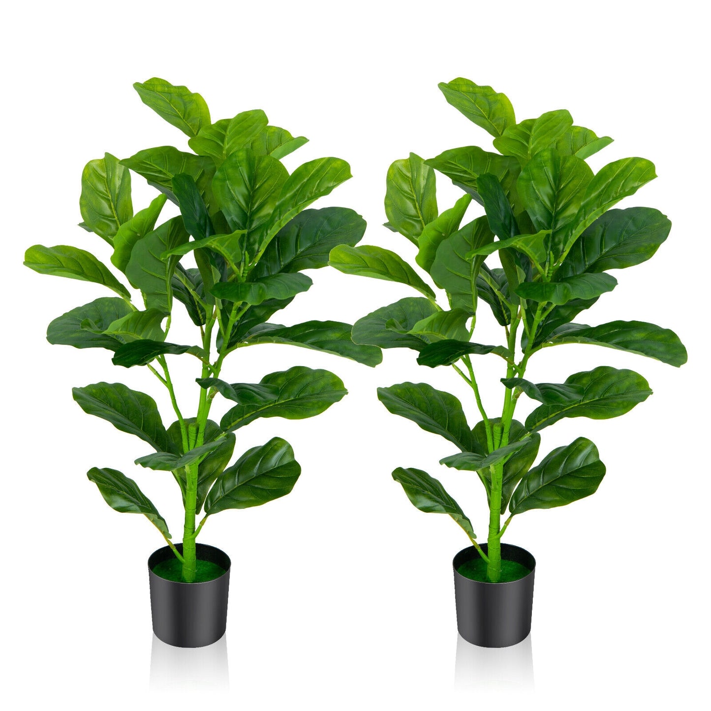 Arbre Ficus Lyrata Artificiel, Pack de 2, Vert