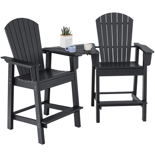 2 Piece HDPE Tall Adirondack Chair, With Connecting Tray, Black Adirondack Chairs Black at Gallery Canada