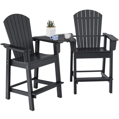 2 Piece HDPE Tall Adirondack Chair, With Connecting Tray, Black Adirondack Chairs Black at Gallery Canada