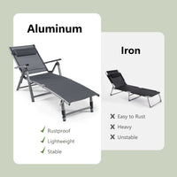 Thumbnail for Outdoor Aluminum Chaise Lounge Chair with Quick-Drying Fabric - Gallery View 3 of 12
