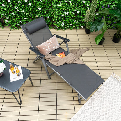 Outdoor Aluminum Chaise Lounge Chair with Quick-Drying Fabric, Gray Outdoor Chaise Lounges at Gallery Canada