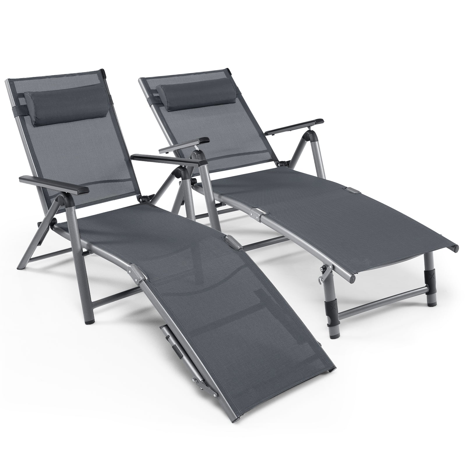 Outdoor Aluminum Chaise Lounge Chair with Quick-Drying Fabric, Gray Outdoor Chaise Lounges at Gallery Canada