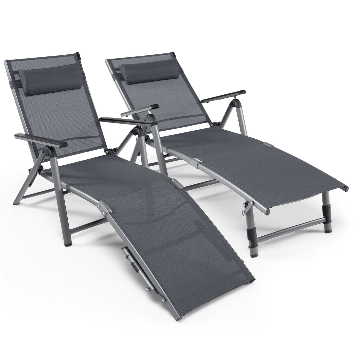 Outdoor Aluminum Chaise Lounge Chair with Quick-Drying Fabric, Gray Outdoor Chaise Lounges at Gallery Canada