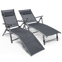 Thumbnail for Outdoor Aluminum Chaise Lounge Chair with Quick-Drying Fabric - Gallery View 8 of 12
