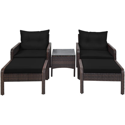 5 Piece Patio Rattan Sofa Ottoman Set, Black Patio Furniture Sets at Gallery Canada