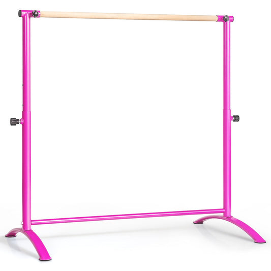 51 Inch Ballet Barre Bar with 4-Position Adjustable Height, Pink - Gallery Canada
