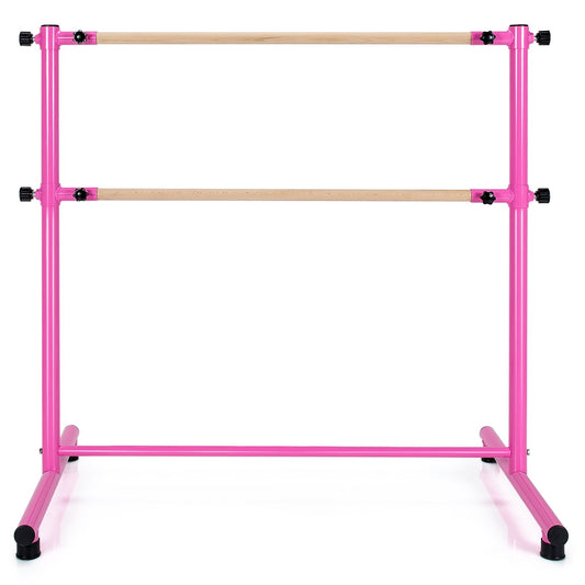47 Inch Double Ballet Barre with Anti-Slip Footpads, Pink