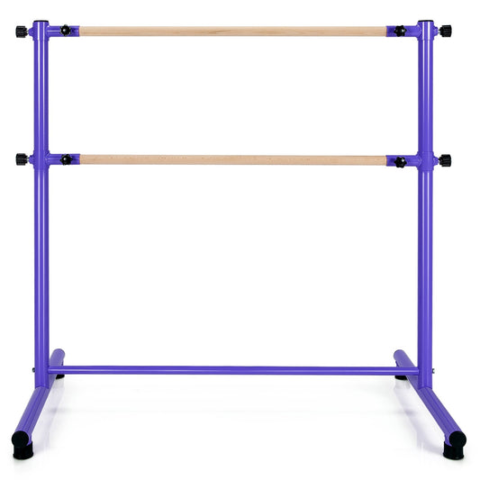47 Inch Double Ballet Barre with Anti-Slip Footpads, Purple - Gallery Canada