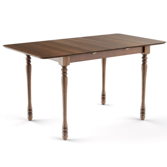 Rectangle Extension Dining Table with Hardwood Structure, Rustic Brown