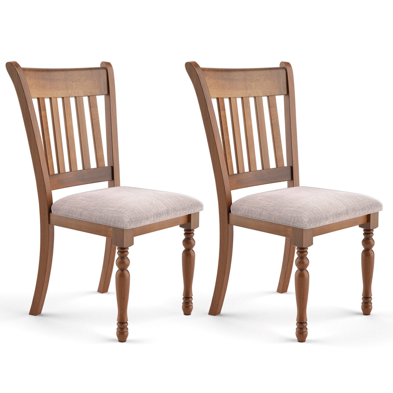 2 Pieces Vintage Wooden Upholstered Dining Chair Set with Padded Cushion - Gallery View 1 of 11