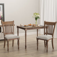 Thumbnail for 2 Pieces Vintage Wooden Upholstered Dining Chair Set with Padded Cushion - Gallery View 2 of 11