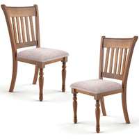 Thumbnail for 2 Pieces Vintage Wooden Upholstered Dining Chair Set with Padded Cushion - Gallery View 8 of 11