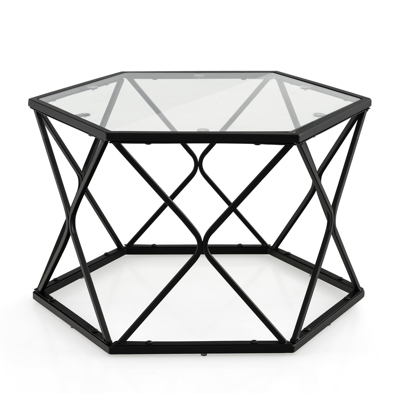 Modern Accent Geometric Glass Coffee Table - Gallery View 1 of 9