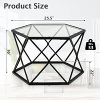 Thumbnail for Modern Accent Geometric Glass Coffee Table - Gallery View 4 of 9