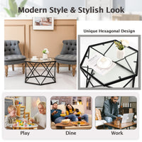 Thumbnail for Modern Accent Geometric Glass Coffee Table - Gallery View 9 of 9