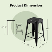 Thumbnail for 24 Inch Set of 4 Tolix Style Counter Height Barstool Stackable Chair - Gallery View 4 of 10