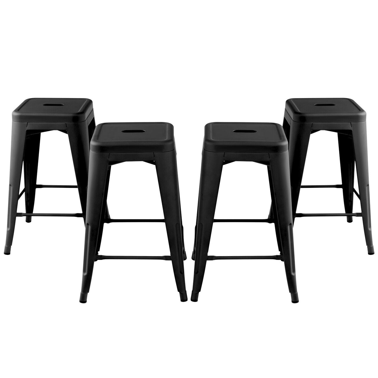 24 Inch Set of 4 Tolix Style Counter Height Barstool Stackable Chair - Gallery View 7 of 10