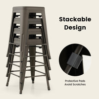 Thumbnail for 24 Inch Set of 4 Tolix Style Counter Height Barstool Stackable Chair - Gallery View 8 of 10