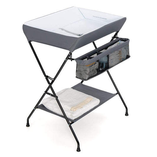 Baby Storage Folding Diaper Changing Table, Gray - Gallery Canada
