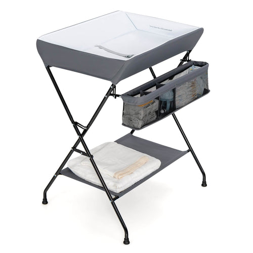 Baby Storage Folding Diaper Changing Table, Gray