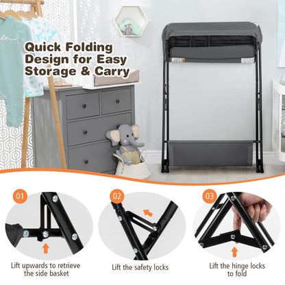 Baby Storage Folding Diaper Changing Table, Gray at Gallery Canada