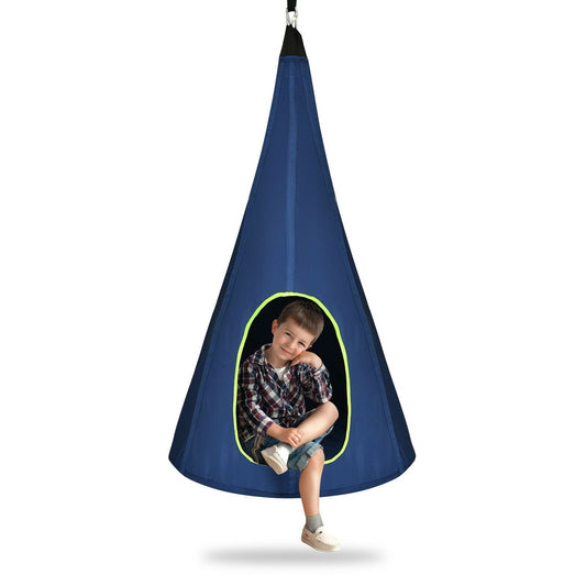 32 Inch Kids Nest Swing Chair Hanging Hammock Seat for Indoor Outdoor, Blue at Gallery Canada