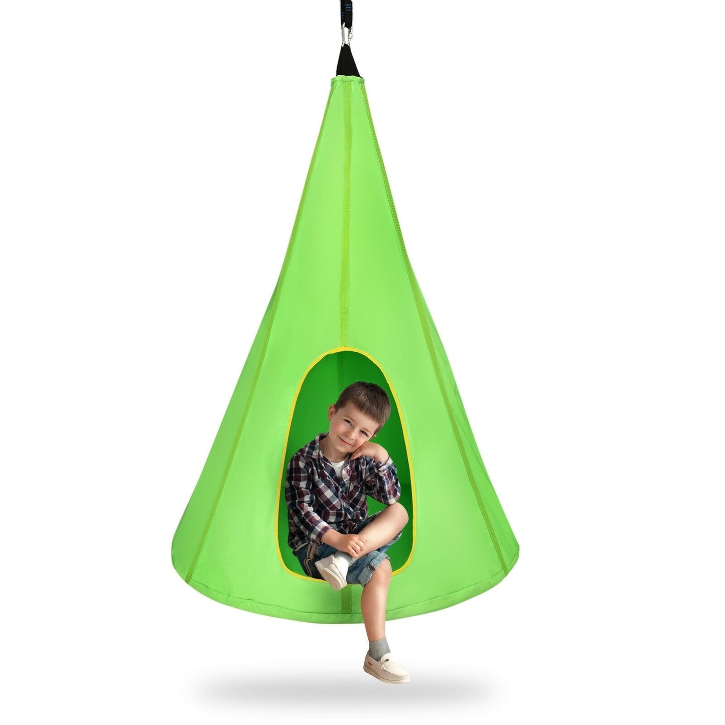 32 Inch Kids Nest Swing Chair Hanging Hammock Seat for Indoor Outdoor, Green - Gallery Canada