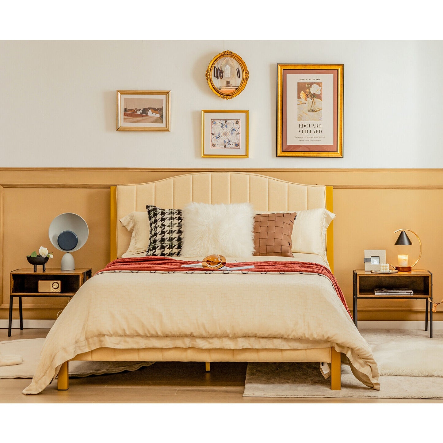 1 Piece Stackable Night Stand Shelf Accent Table with Metal Frame, Rustic Brown Nightstands at Gallery Canada