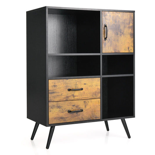Industrial Buffet Sideboard Kitchen Cupboard with Cubbies Drawers, Rustic Brown at Gallery Canada