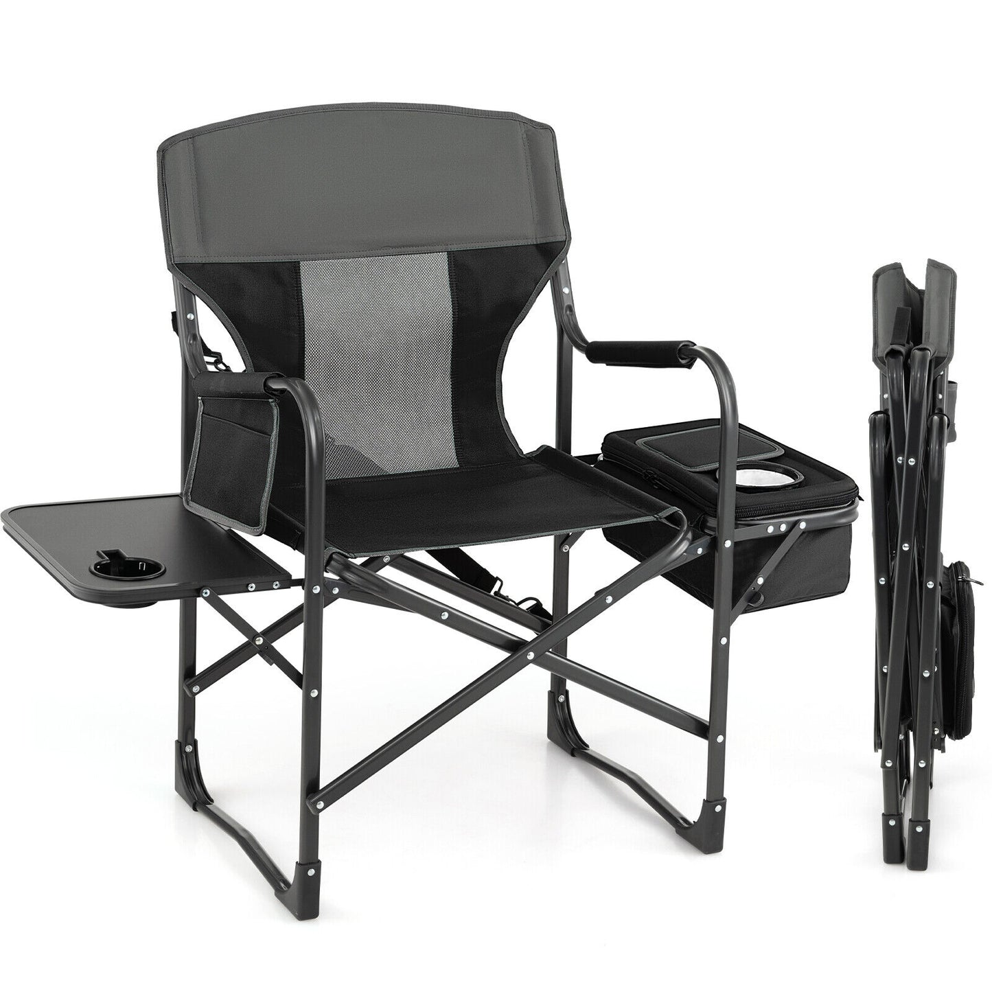 Folding Camping Director Chair With Cooler Bag, Side Table, Black Camping Furniture at Gallery Canada