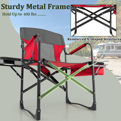 Folding Camping Directors Chair with Cooler Bag and Side Table, Red Camping Furniture at Gallery Canada