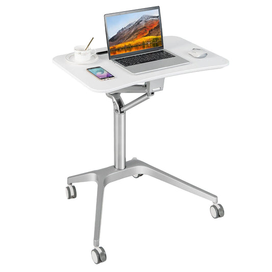 Mobile Standing Laptop Desk with Tablet Holder and 4 Rolling Casters, White - Gallery Canada