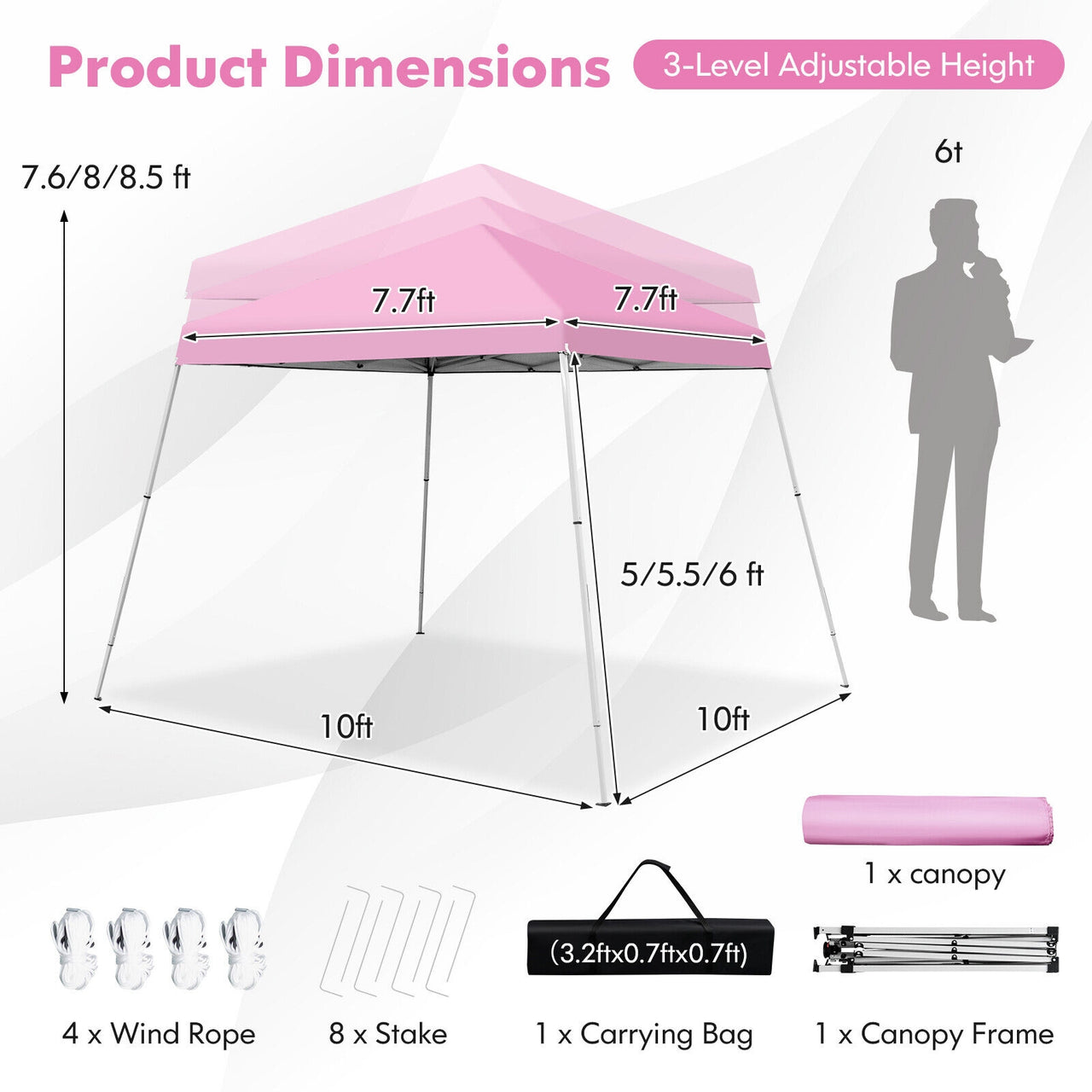 10 x 10 Feet Outdoor Instant Pop-up Canopy with Carrying Bag - Gallery View 4 of 11