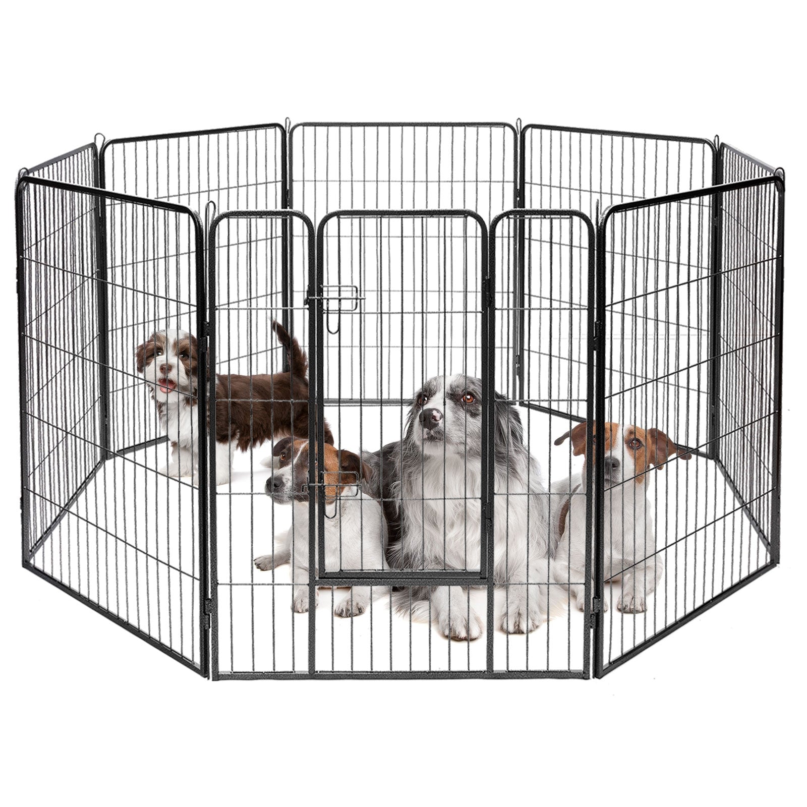 8 Metal Panel Heavy Duty Pet Playpen Dog Fence with Door-48 inches, Black Pet Gate Black at Gallery Canada